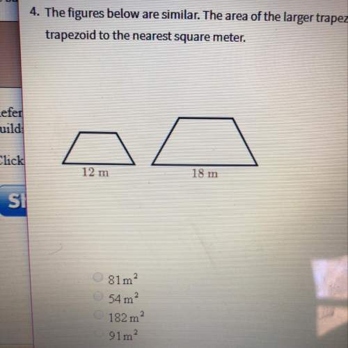 The figures below are similar. the area of the larger trapezoid is 121m^2. find the area of the smal