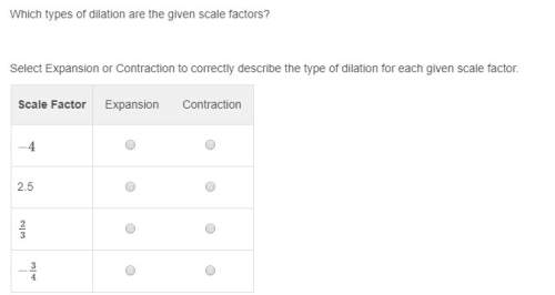 Which types of dilation are the given scale factors?  select expansion or contraction to