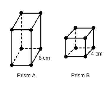Will give  prism a is similar to prism b. the volume of prism a is 2720 cm³.
