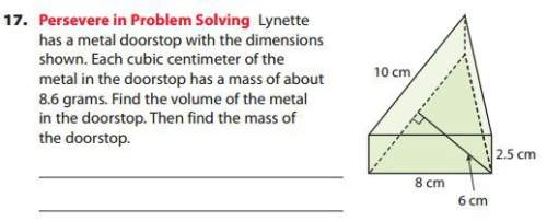 Lynette has a metal doorstop with the dimensions shown. each cubic centimeter of the metal in the do