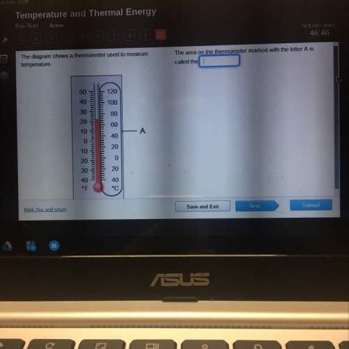 The diagram shows a thermometer used to measure temperature. the area on the thermometer marked with