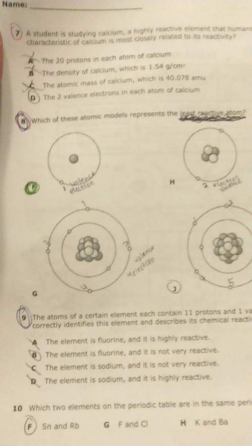 Which of these atomic models represent the least reactive atom?