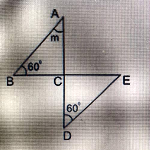 What is the measure of angle ced?  m, because abc~edc m/2 because abc =~dce&lt;