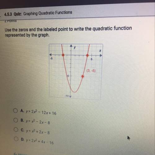 Zpons use the zeros and the labeled point to write the quadratic function represented by