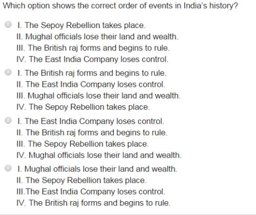 Which option shows the correct order of events in india’s history?
