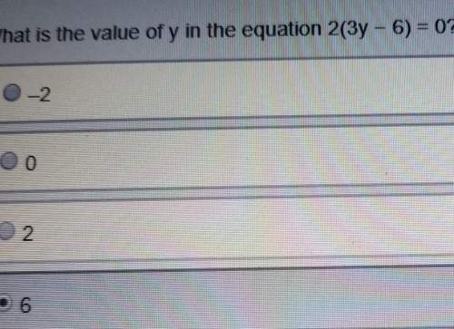 What is the value of y in the equation 2(3y -6) equals 0-2026