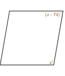Find the value of x in the parallelogram below.  a) x=82 b) x=98 c) x=115