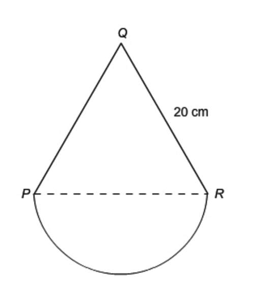 Figure pqr is an equilateral triangle with a semicircle attached to it. what is the perimeter of fig