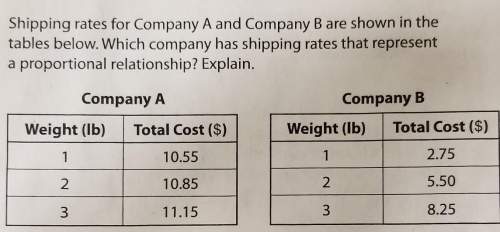Shipping rates for company a and company b are shown in the tables below. which company has shipping