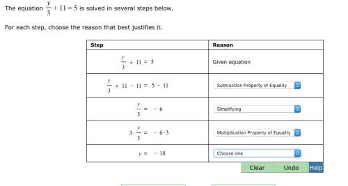 The equation =+y3115 is solved in several steps below. for each step, choose the reason