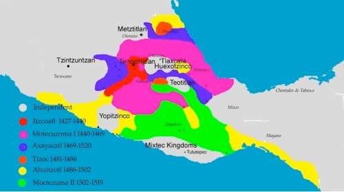 The map below shows the expansion of the aztec empire under a series of rulers from 1427 ce to 1519