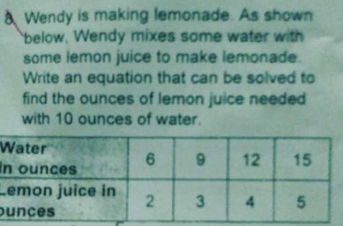 Wendy is making lemonade. as shown below, wendy mixes water and lemon juice . which equation shows h
