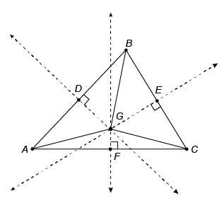 Dg, eg, and fg are perpendicular bisectors of the sides of △ abc . dg=5 centimeters and bd=12 centim