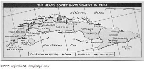"according to this map, where were the majority of soviet ships operating around cuba?