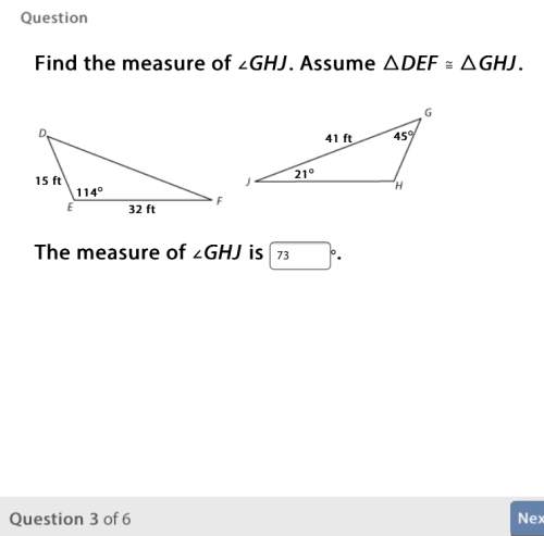 Find the measure of ∠ghj. assume △def ≅ △ghj