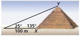 Asurveyor finds that the face of a pyramid makes an angle of 135° with the ground, as shown. from a