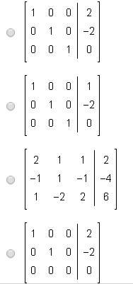 Which matrix represents the solution to the system of equations below?