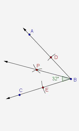 In the diagram, points d and e are marked by drawing arcs of equal size centered at b such that the