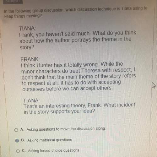 In the following group discussion, which discussion technique is tiana using to keep things moving?&lt;