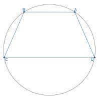 Isosceles trapezoid, abcd is inscribed in a circle, the longer base is two times longer than the sho