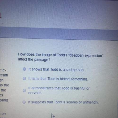How does the image of todd's "deadpan expression affect the passage? anybody took this test yet