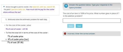 The cost of an item is 100% of its price. what number goes in place of ? in the addition problem?
