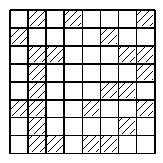 What is the probability that a point chosen at random on the grid will lie in the unshaded region? &lt;