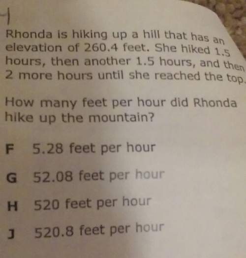 Rhonda hiked 260.4 feet and hiked 3 more hours and i got that by adding 1.5+1.5=3 but what do i do