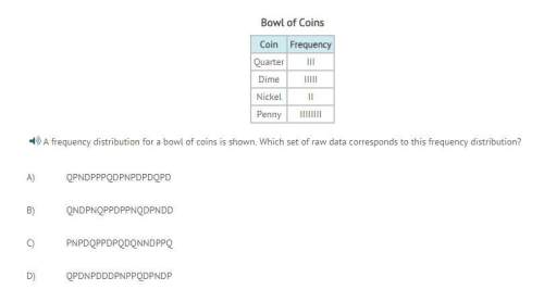Afrequency distribution for a bowl of coins is shown. which set of raw data corresponds to this freq