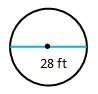 What is the circumference of the circle? round the circle to the nearest foot.