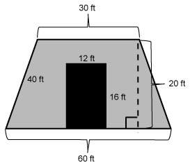 The diagram shows the front wooden wall of a warehouse in the shape of a trapezoid with a rectangula