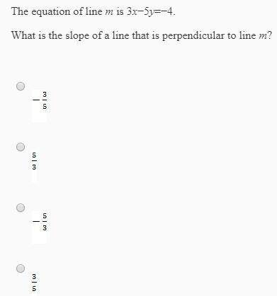 What is the slope of a line that is perpendicular to line m?