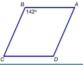 In rhombus abcd, find the measure of angle d. a) 142° b) 52° c) 38° d) 218°