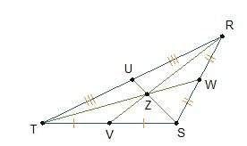 In triangle trs, vz = 6 inches. what is rz?  3 inches 6 inches 12 inches