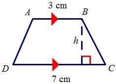 Quadrilateral abcd is a trapezoid with an area of 20 cm^2 find the height of the trapezoid, h. round