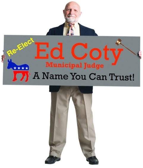 According to this sign, ed coty a) is a republican.  b) has political experience.