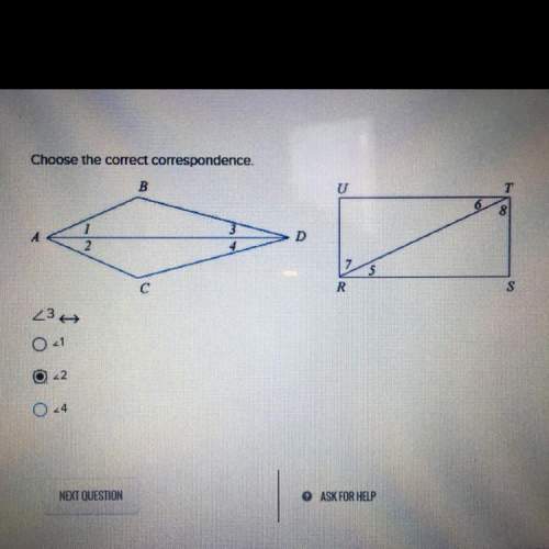 Choose the correct correspondence.  a.) angle 1 b.) angle 2 c.) angle 4
