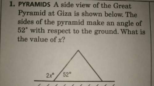 Aside view of the great pyramid at giza is shown below the sides of the pyramid make an angle of 52