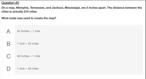 On a map memphis, tennessee and jackson, mississippi are 5 inches apart. the distance between the ci