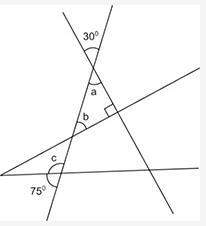 What are the measures of angles a, b, and c? show your work and explain your answers.