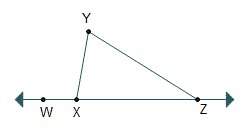 Which statement regarding the diagram is true? m∠wxy = m∠yxz m∠wxy &lt; m∠yzx m∠wxy + m∠yxz = 180°
