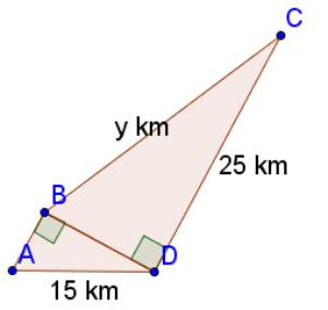 Which of the following equations models the relationship of angle a to the length of the line segmen