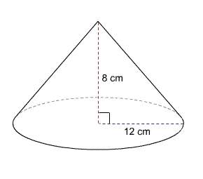 1. what is the approximate volume of the cone? use 3.14 for π. 2170 cu. cm 6510 cu. cm&lt;