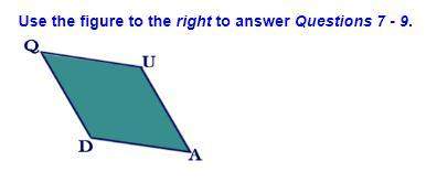 7. mark on the figure the proper representation that shows segment qd is congruent to segment au.