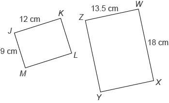 Rectangle jklm is similar to rectangle wxyz . what is the scale factor of a dilation from jklm