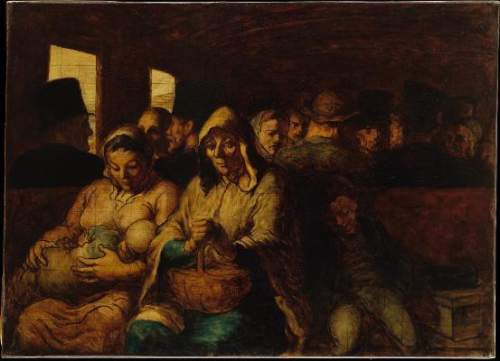 Obtained a copy of this painting of people in a train for her art collection. what art style did the