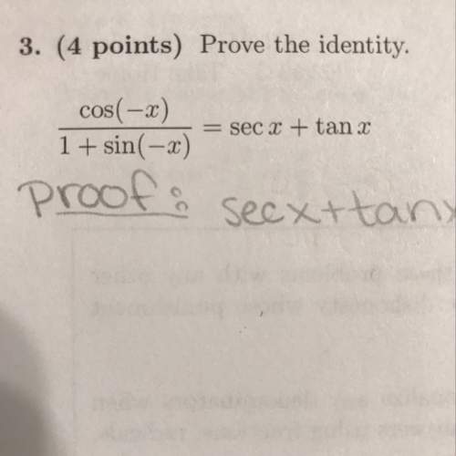 Prove the identity cos(-x)/[1+sin(-x)]=secx+tanx