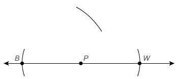 Joel is constructing a line perpendicular . he has already constructed three arcs as shown. use the