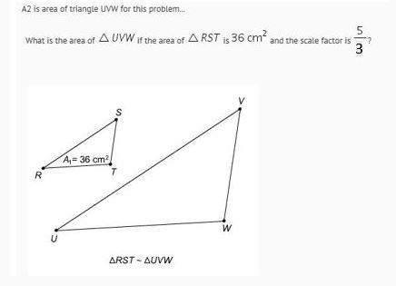 What is the area of triangle uvw? (scale factor question picture included)  a) 320 cm ^
