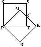 Given: prst is a square pmkd is a square pr = a, pd = a find the area of pmct.